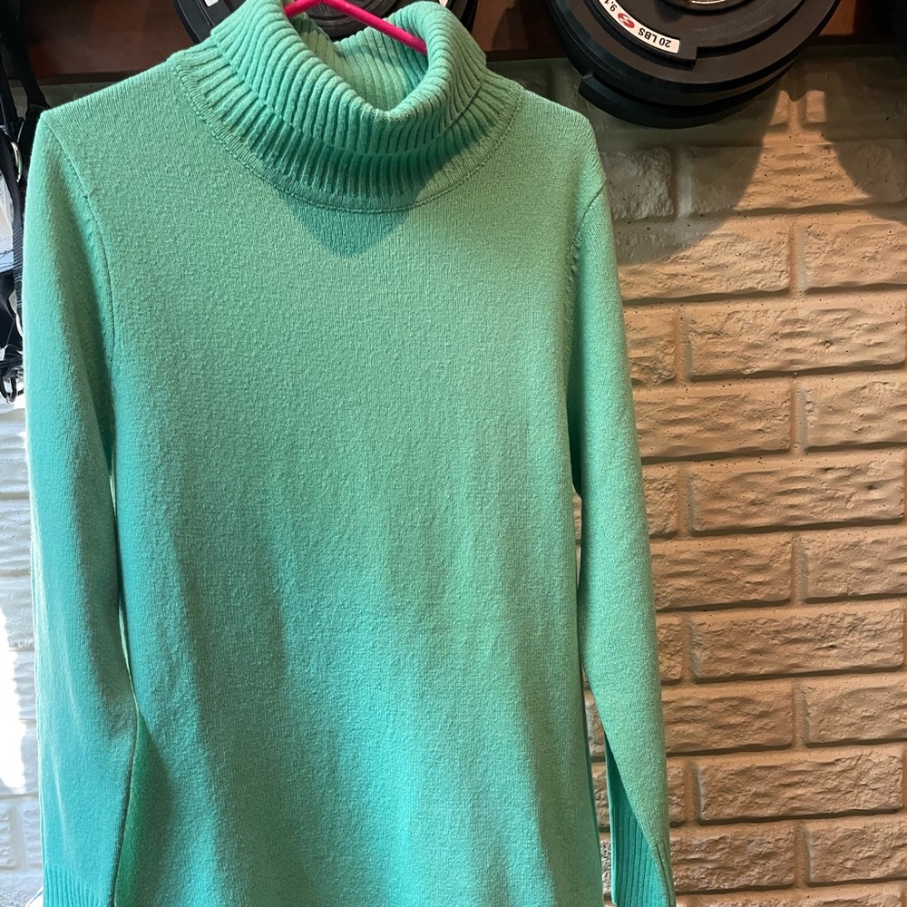 Pink lily bright green sweater dress